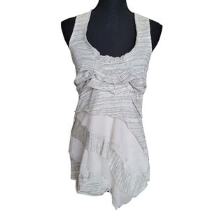 Women's Y2K Grey Ruffle Tier Tank Top Blouse Size M